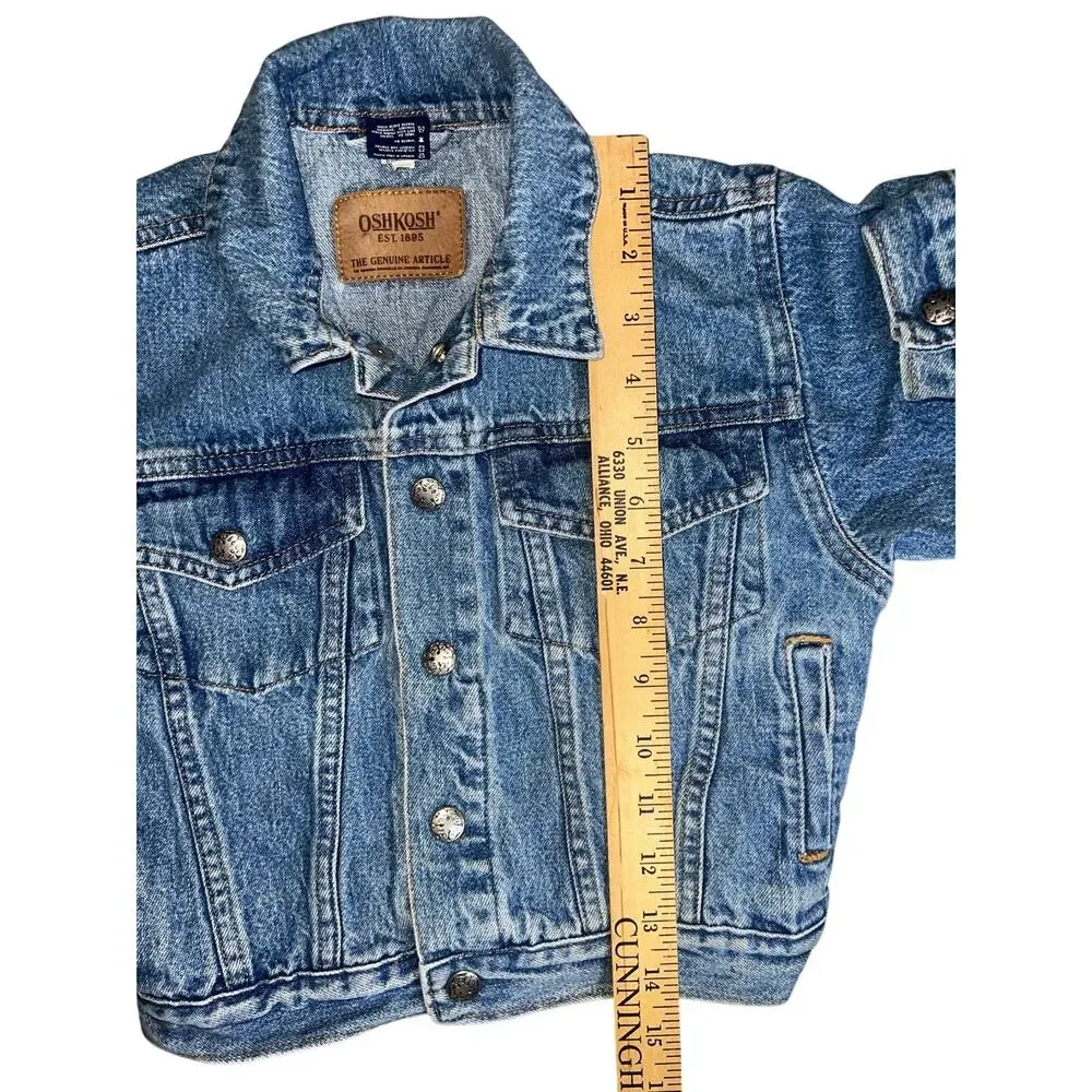 OshKosh B'Gosh Vintage Y2K blue denim trucker toddler jacket sz 3/3T girls/boy